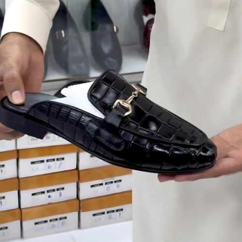 Premium Crocodile Leather | Half Slip-On Luxury Shoe for Men